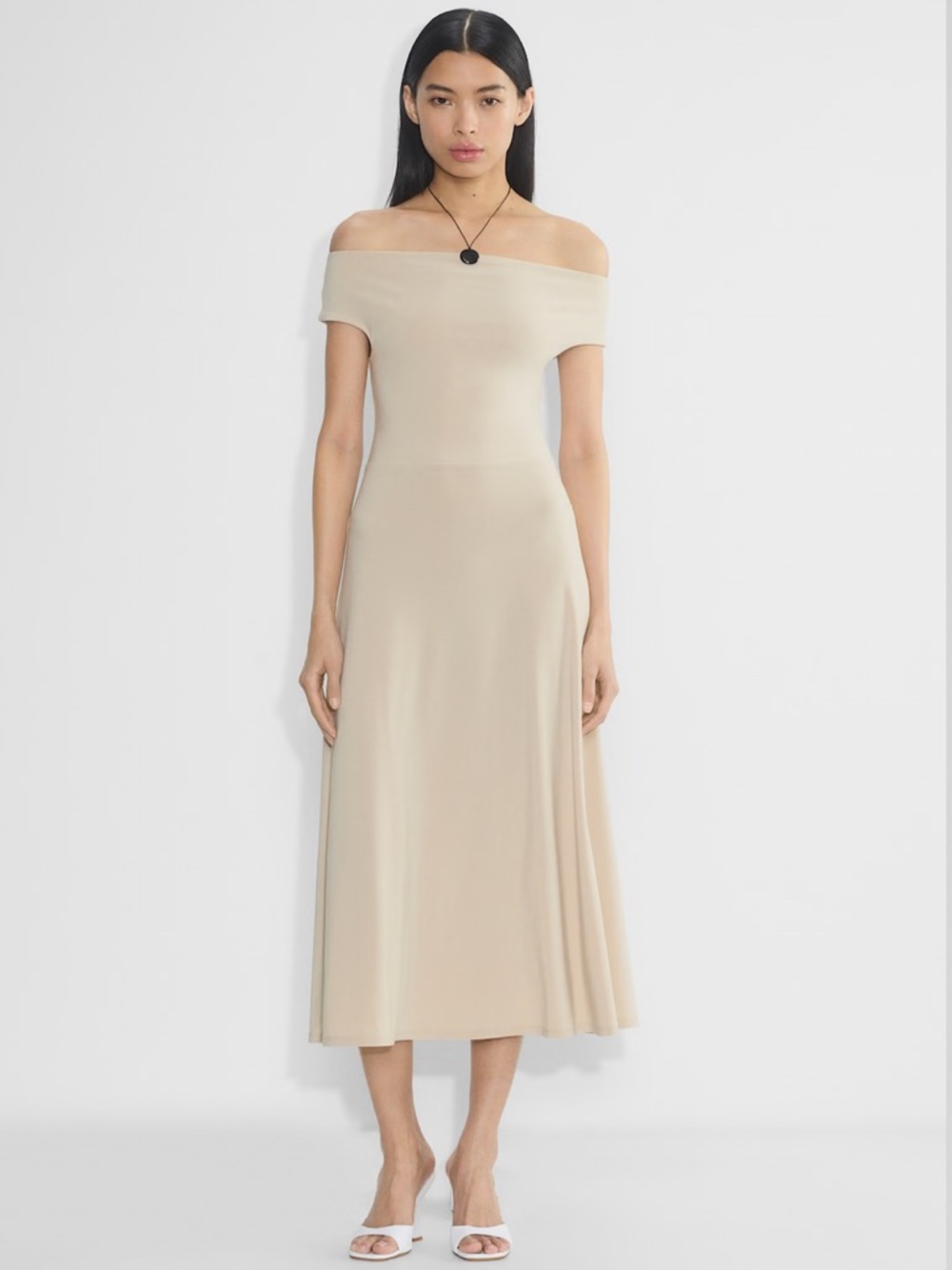 Wilfred Aritzia Smooth Matter Drapey Symbol Jersey Off Shoulder Dress Sz large